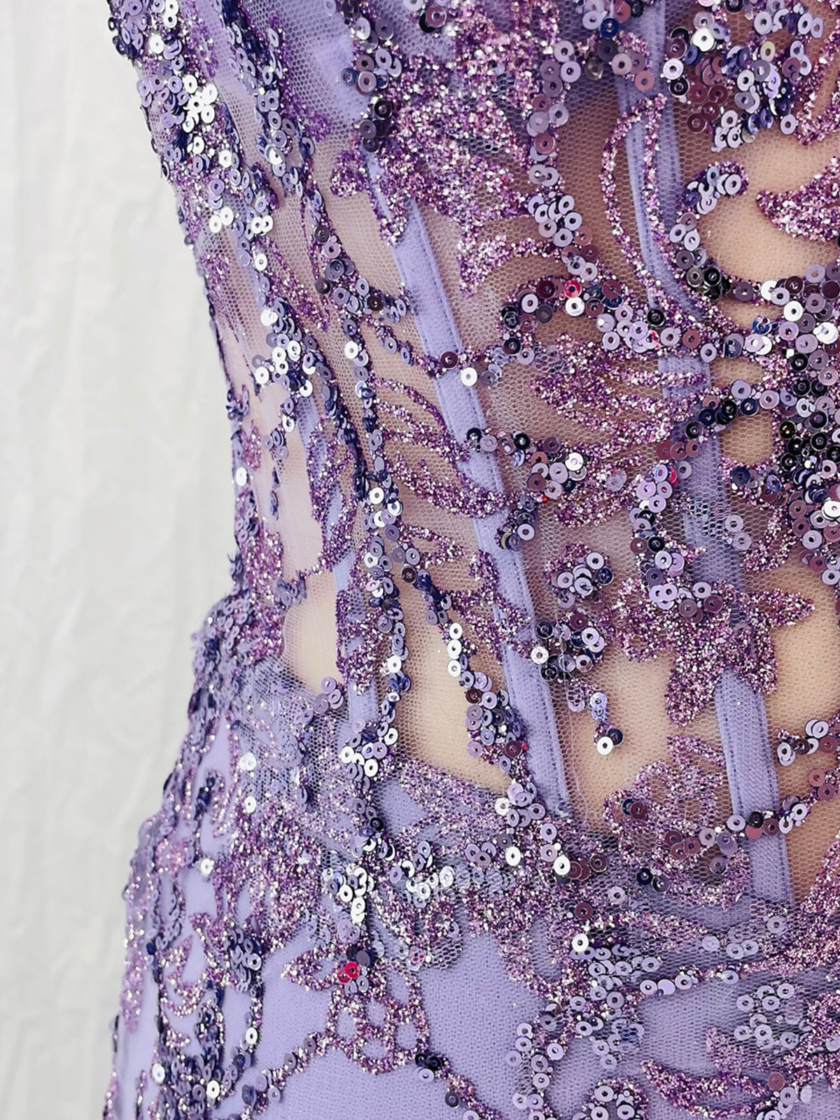 Sleeveless Mermaid Dress with Lace and Sequins