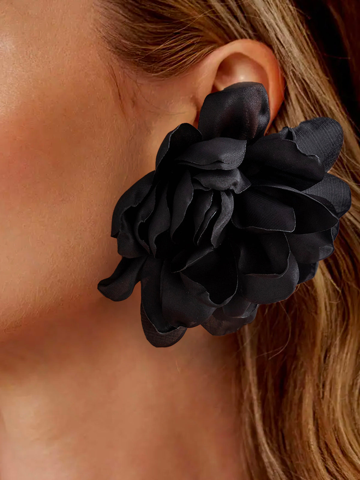 Pendientes con diseño floral 3D burdeos