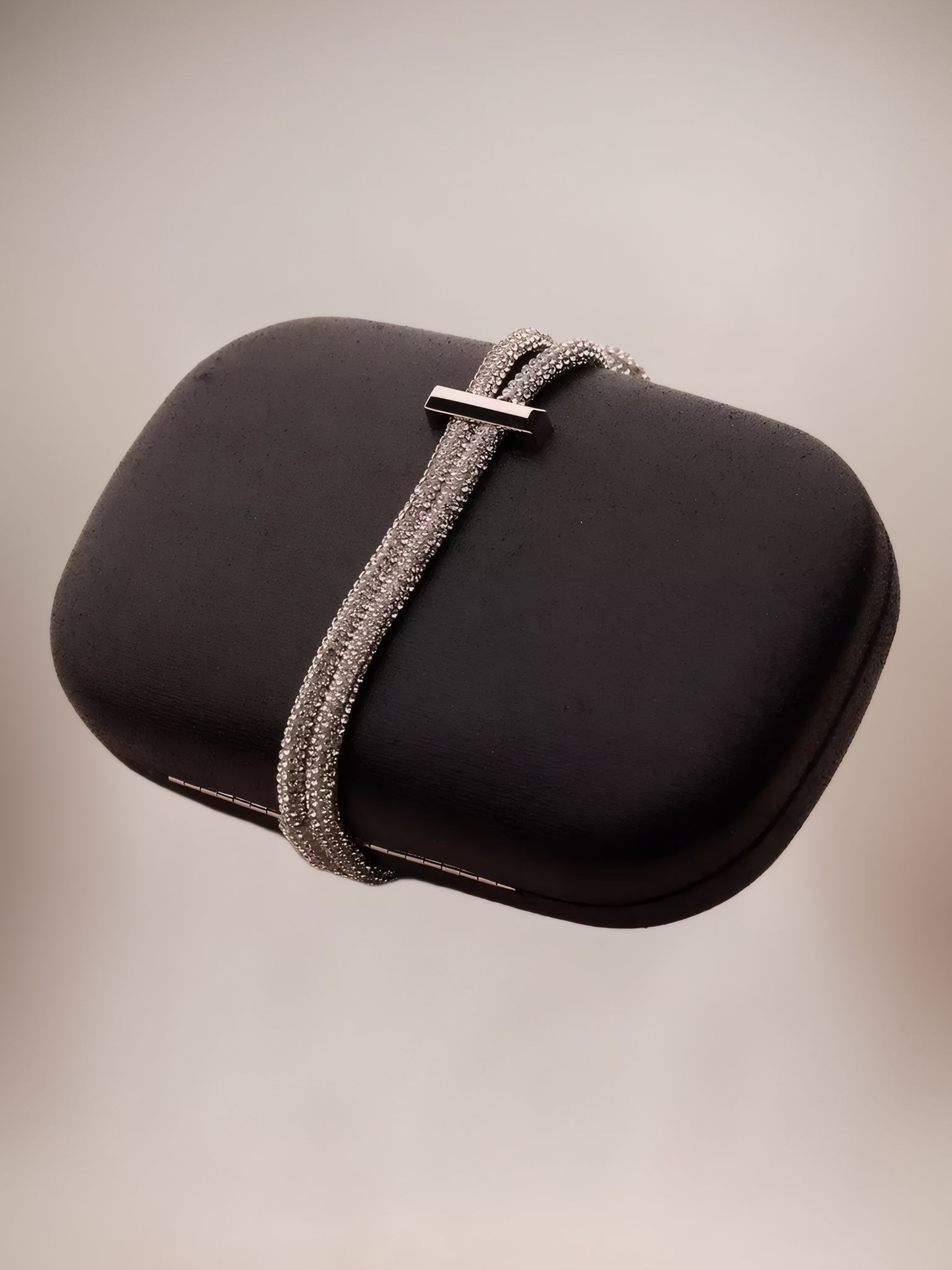 Black Oval Clutch Evening Bag