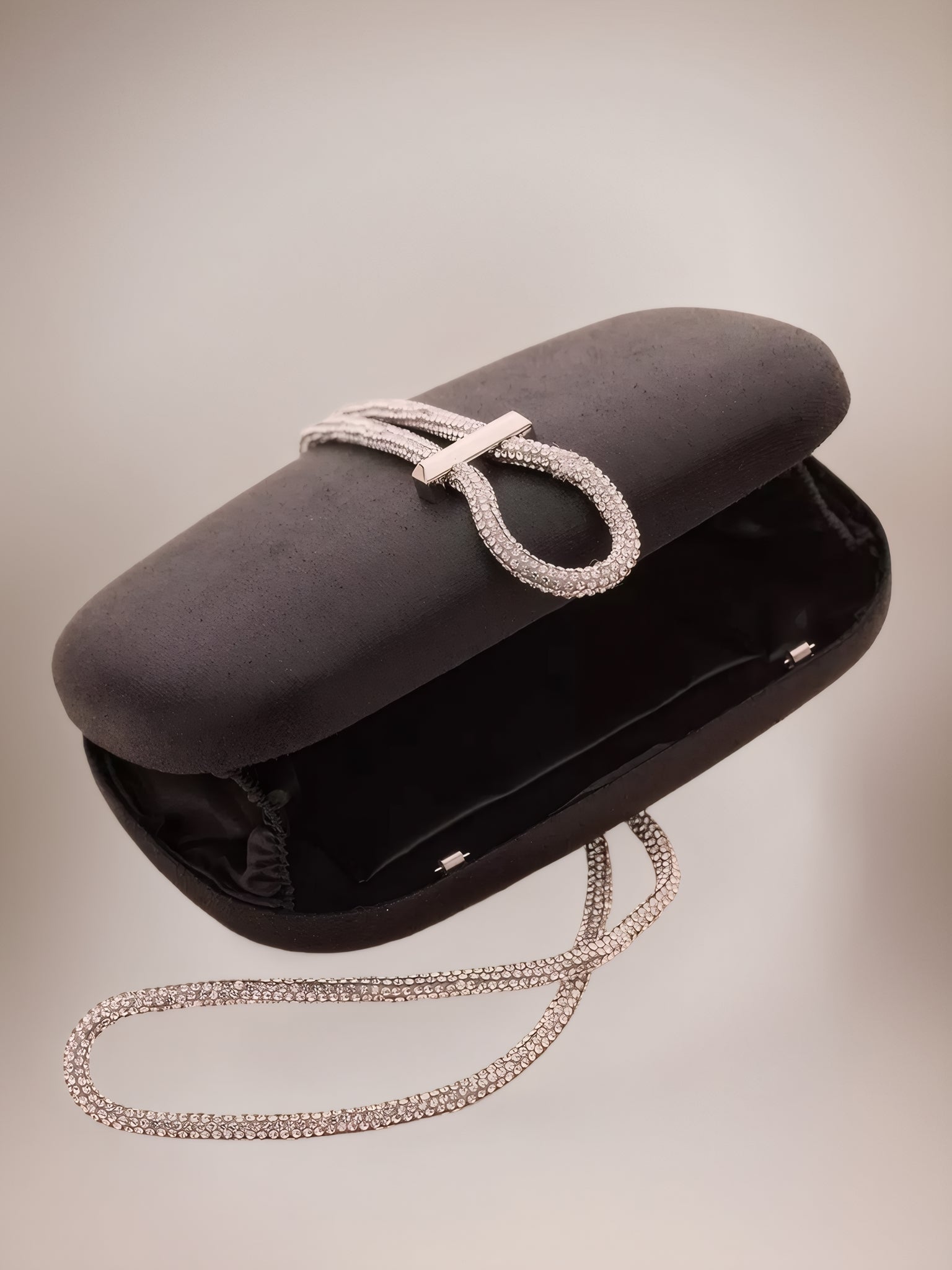 Black Oval Clutch Evening Bag