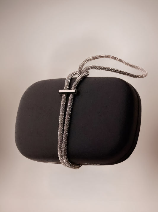 Black Oval Clutch Evening Bag
