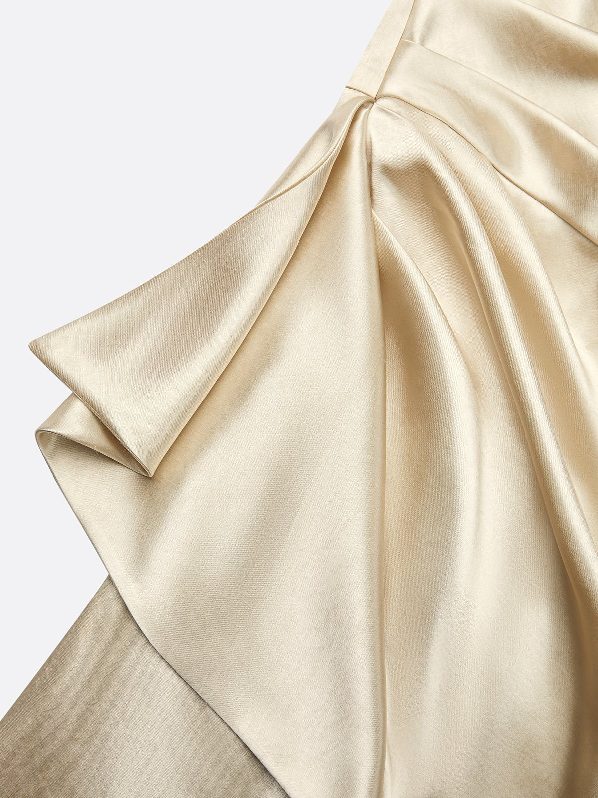 Satin One Shoulder Gown with Ruffle Design