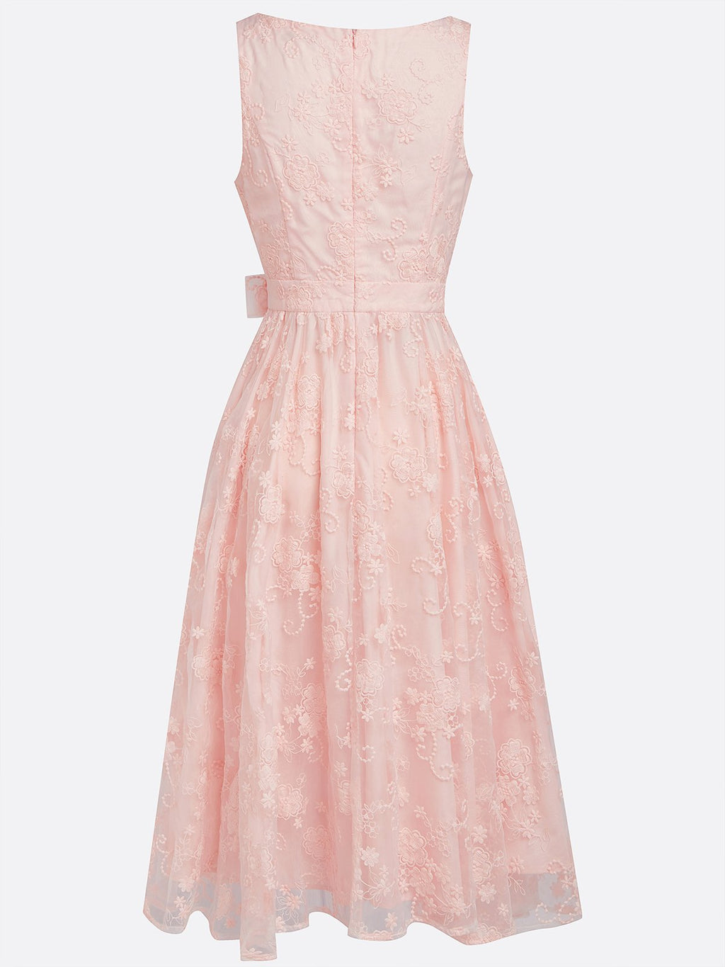 Bow Embroidery Midi Dress with Pockets