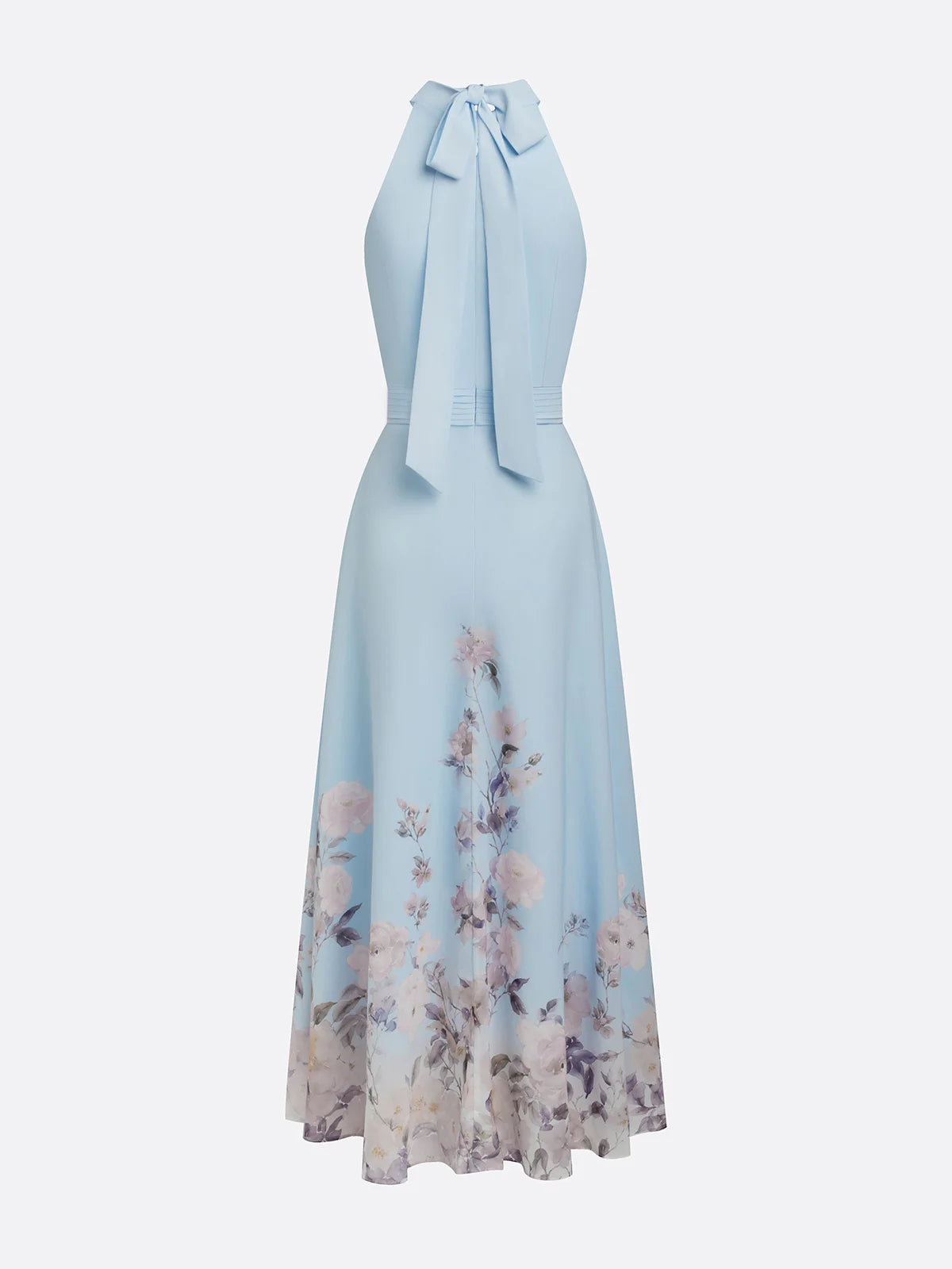 Floral Chiffon A-Line Maxi Dress with Halter Neck