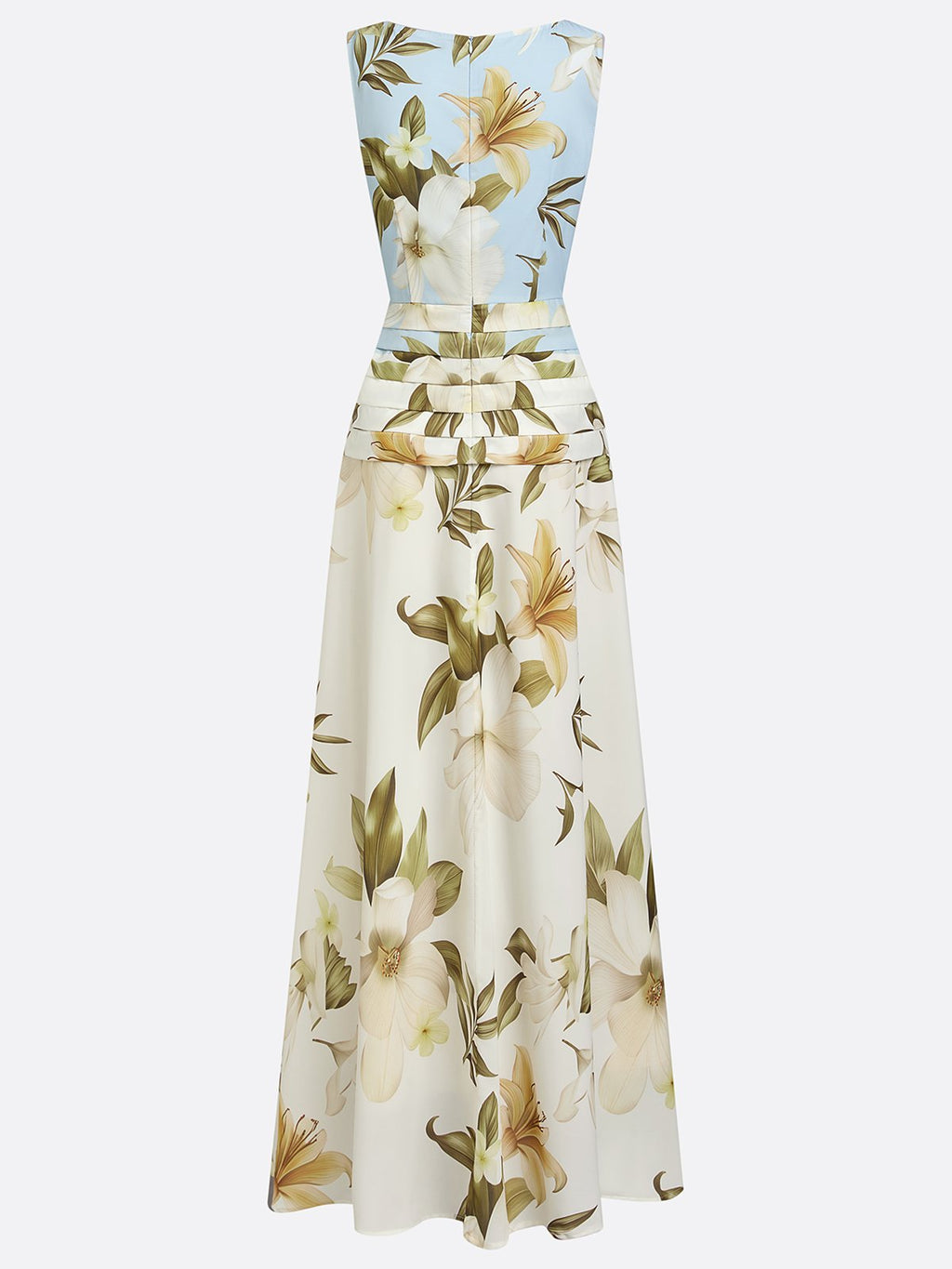 Floral Ruched A-Line Dress with Boat Neck