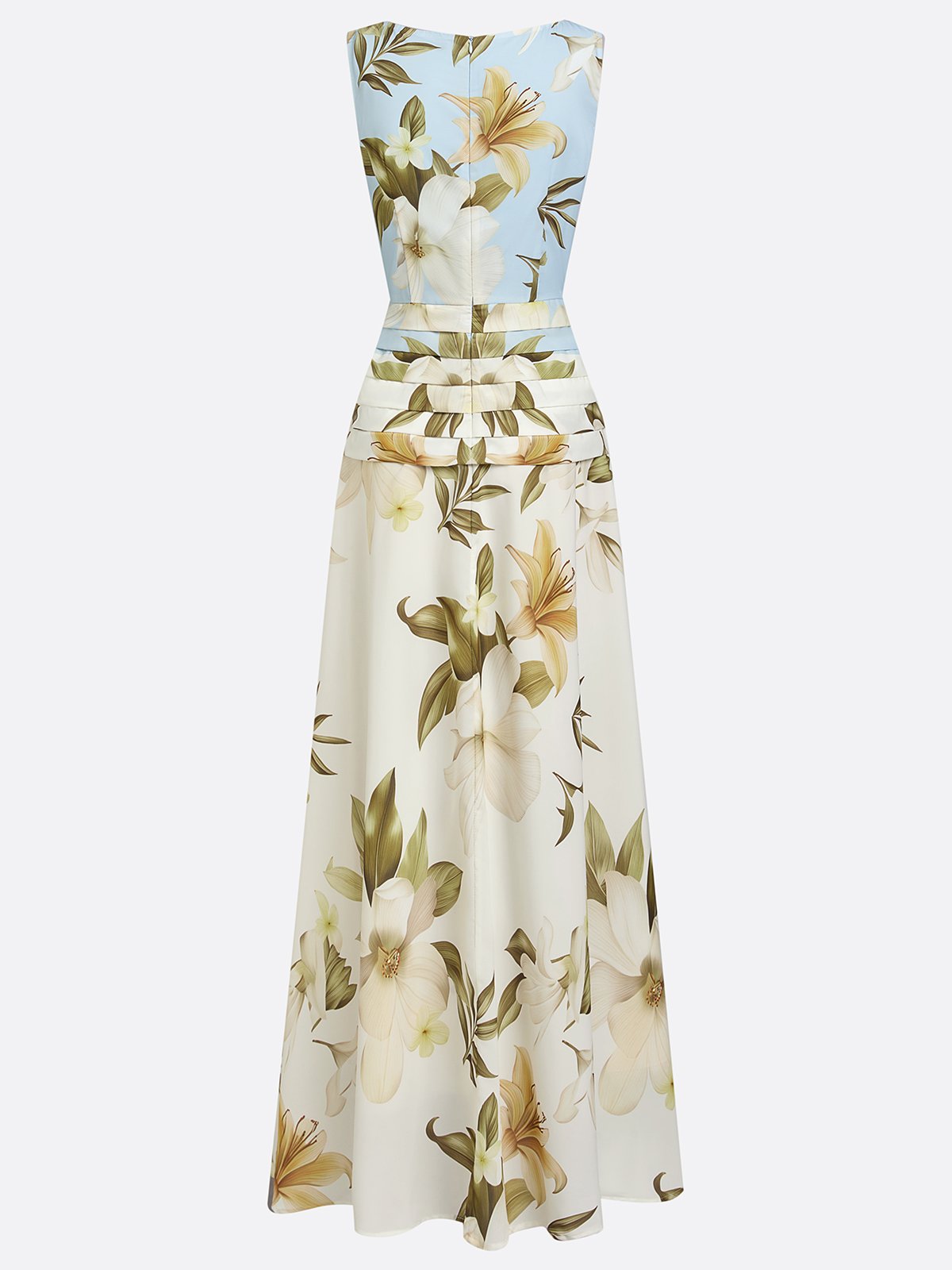Floral Ruched A-Line Dress with Boat Neck