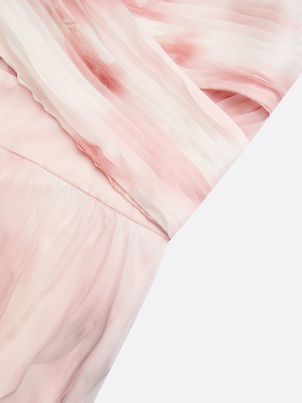 Floral Ruched Chiffon Dress with V Neck