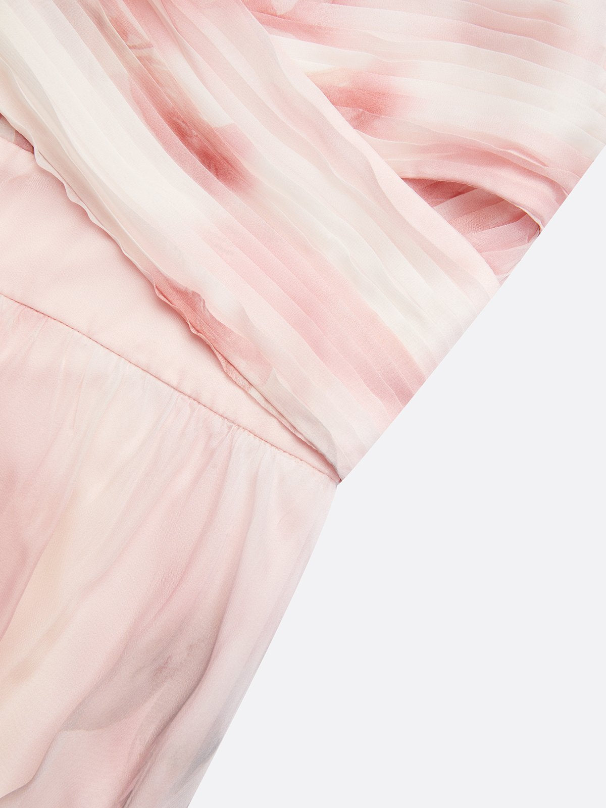 Floral Ruched Chiffon Dress with V Neck