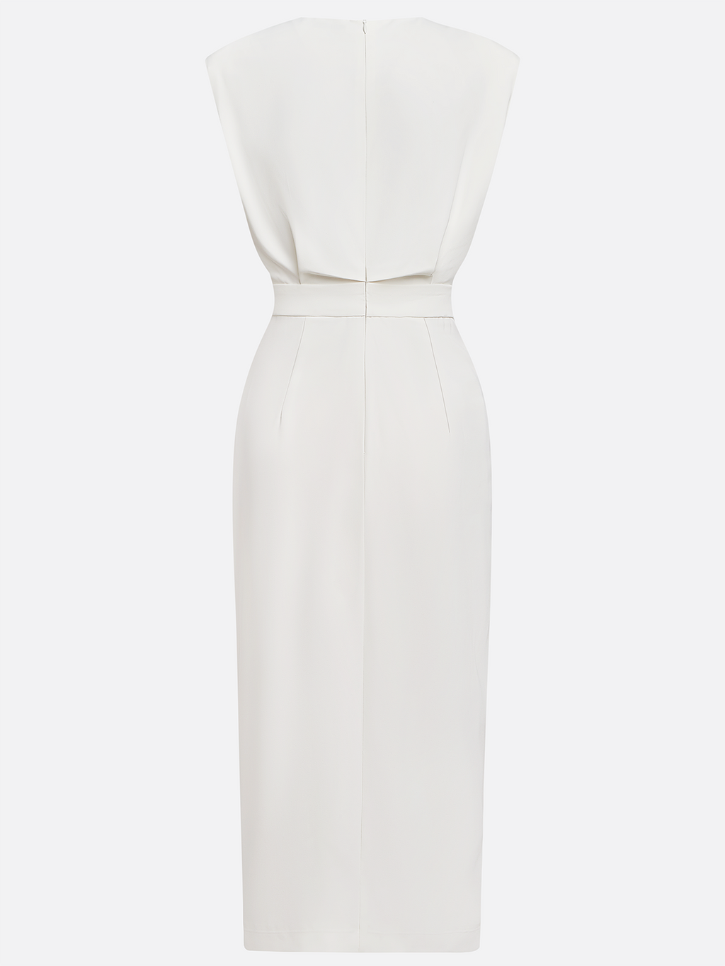 Sleeveless Midi Dress with Button Side-Slit Design