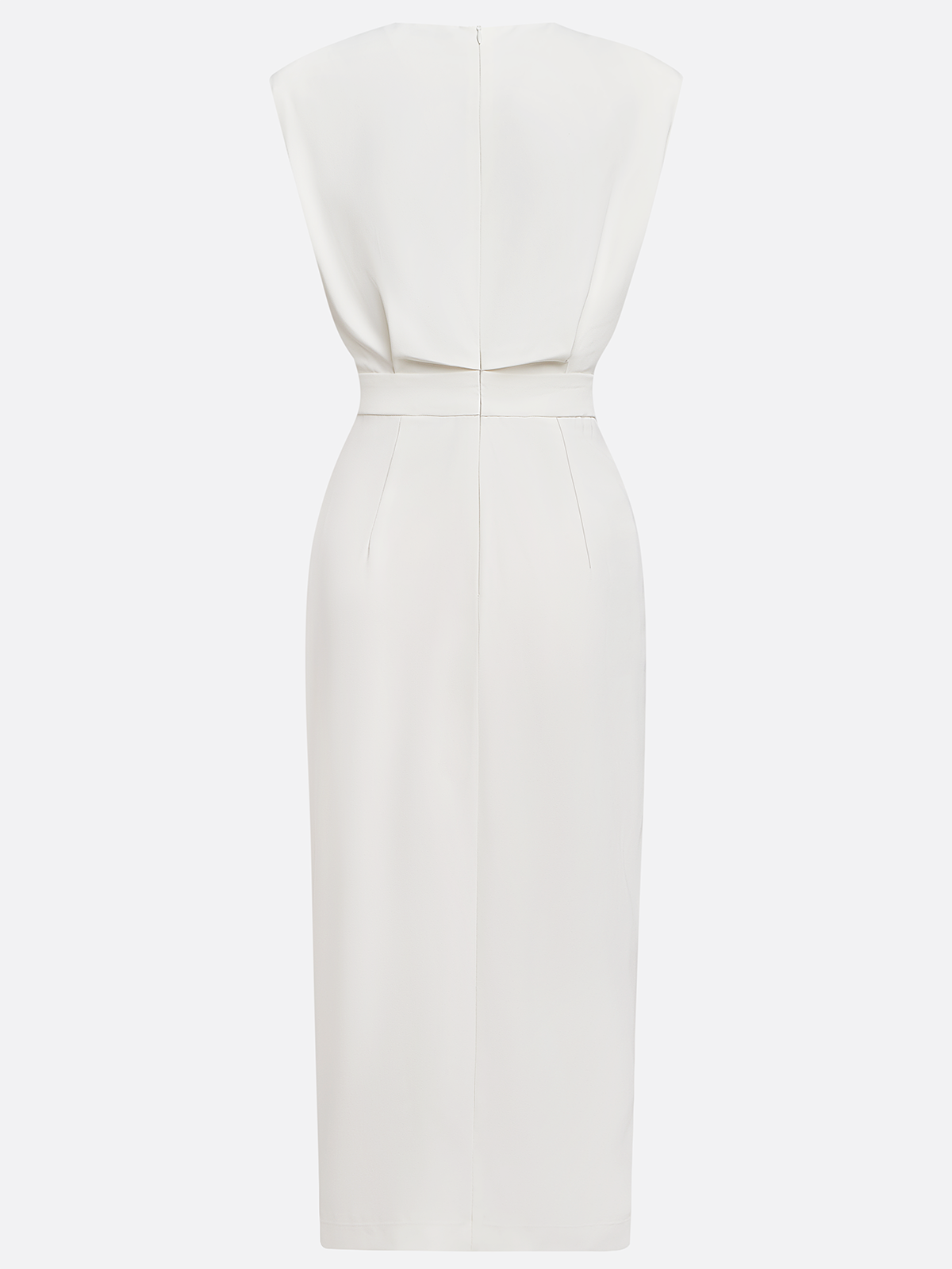 Sleeveless Midi Dress with Button Side-Slit Design