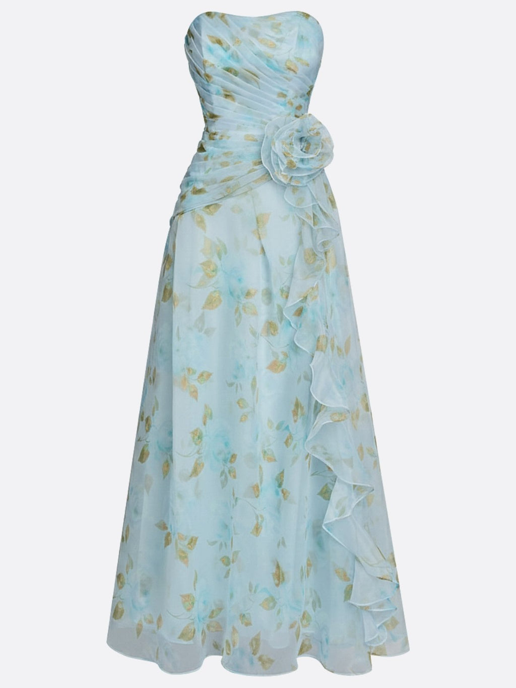 Tulle Strapless Dress with 3D Floral Design