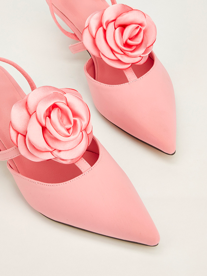 Fuchsia Satin Kitten Heeled Pumps