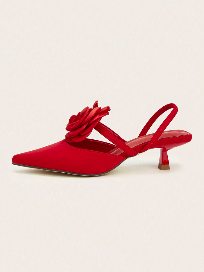 Fuchsia Satin Kitten Heeled Pumps