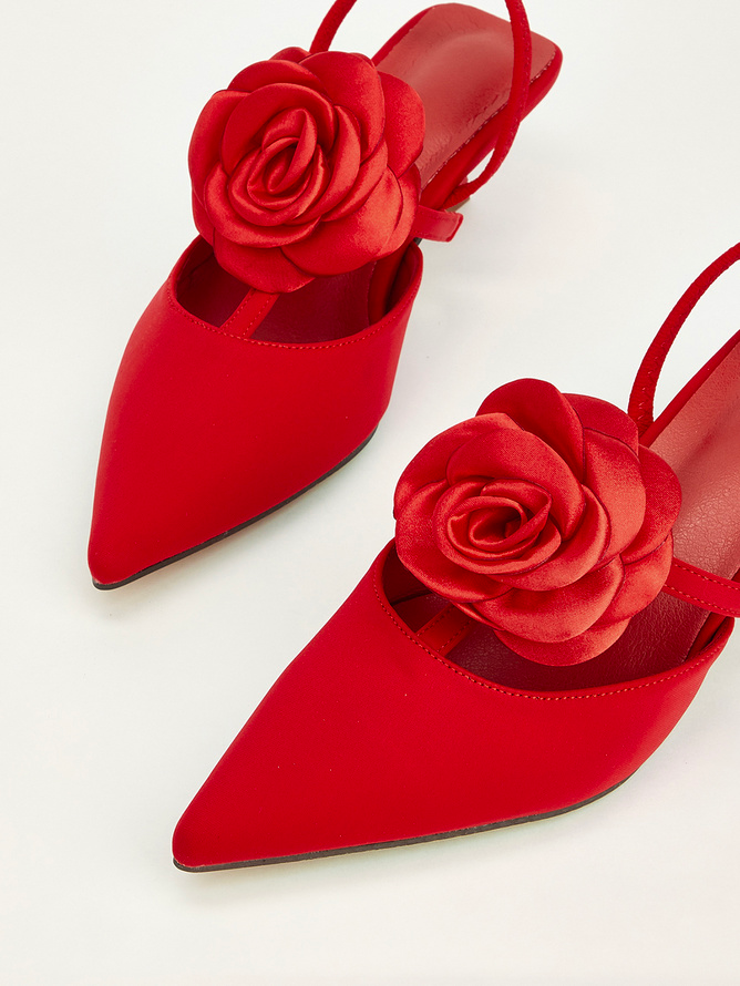 Fuchsia Satin Kitten Heeled Pumps