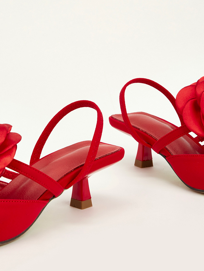 Fuchsia Satin Kitten Heeled Pumps