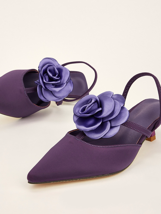 Fuchsia Satin Kitten Heeled Pumps