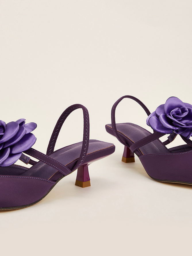 Fuchsia Satin Kitten Heeled Pumps