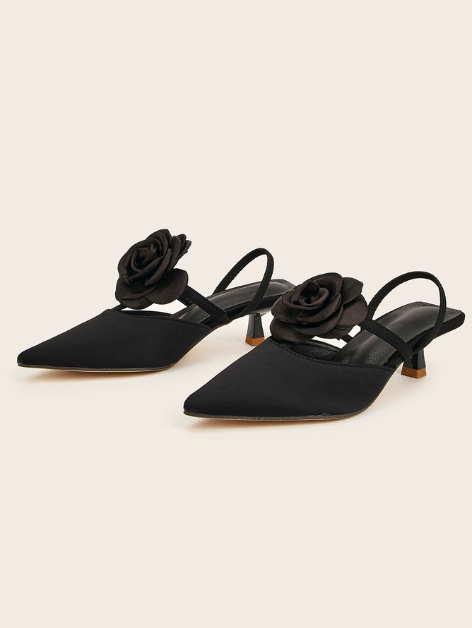 Fuchsia Satin Kitten Heeled Pumps