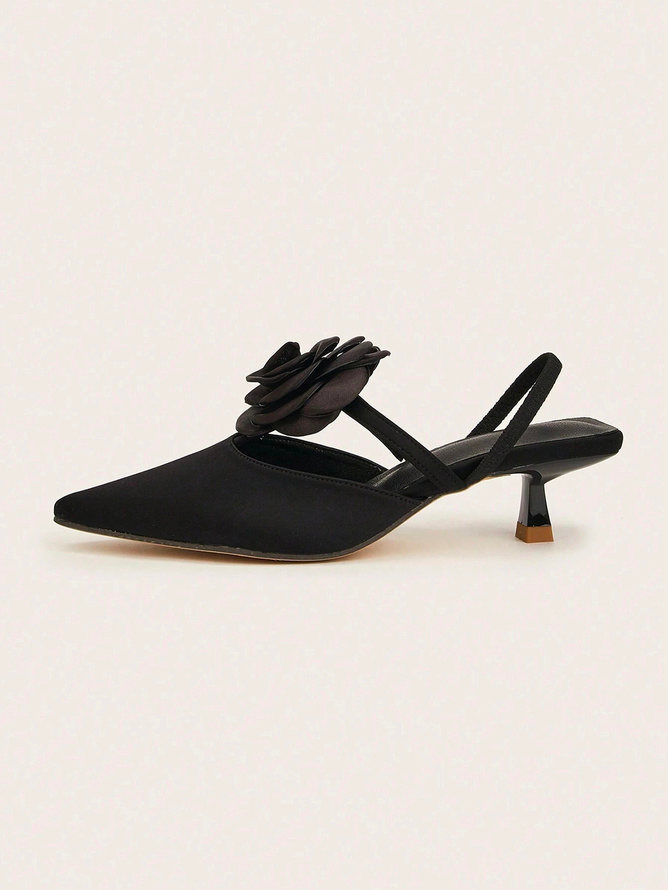 Fuchsia Satin Kitten Heeled Pumps