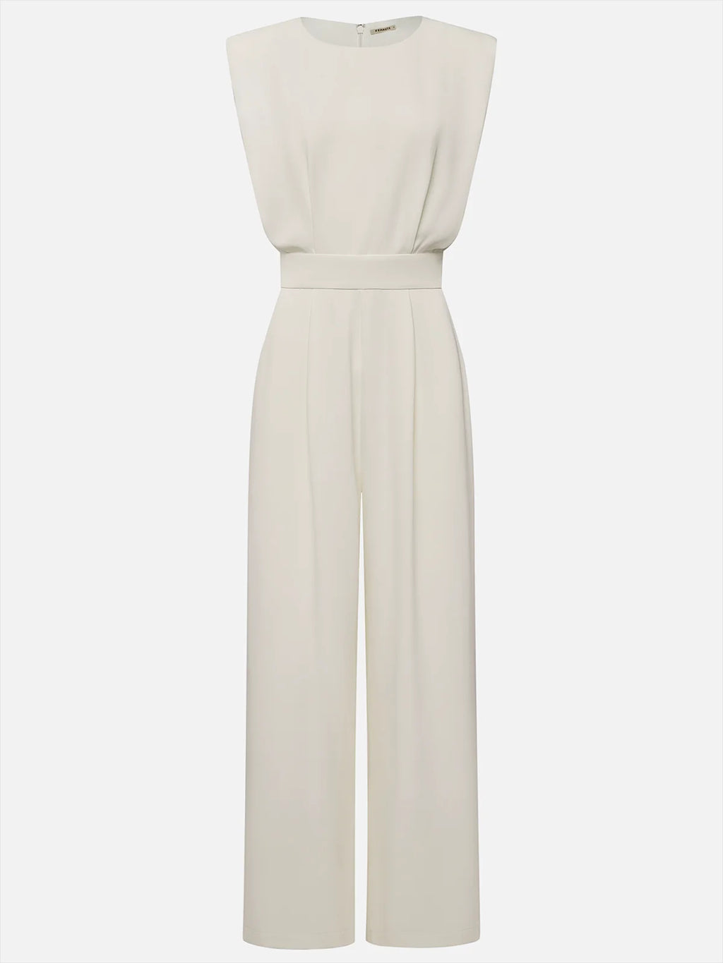 Crew Neck Sleeveless Dressy Jumpsuit with Pockets
