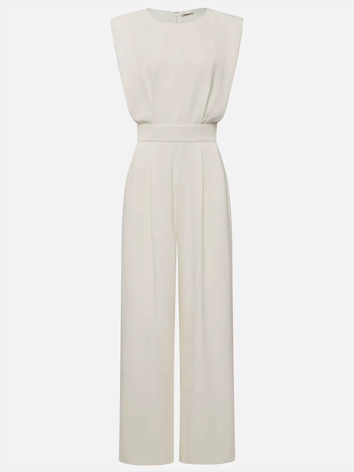 Crew Neck Sleeveless Dressy Jumpsuit with Pockets
