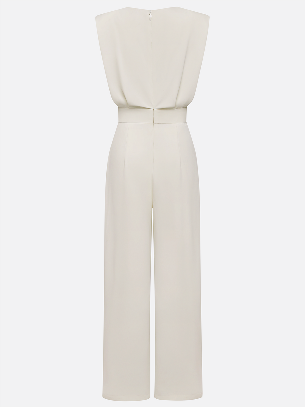 Crew Neck Sleeveless Dressy Jumpsuit with Pockets
