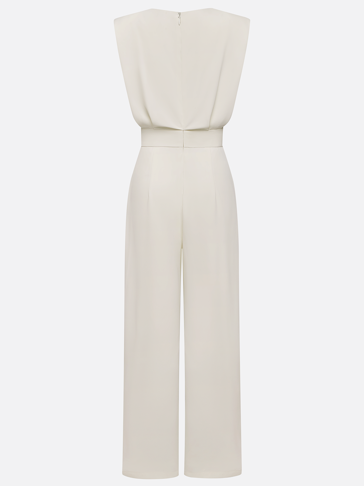 Crew Neck Sleeveless Dressy Jumpsuit with Pockets