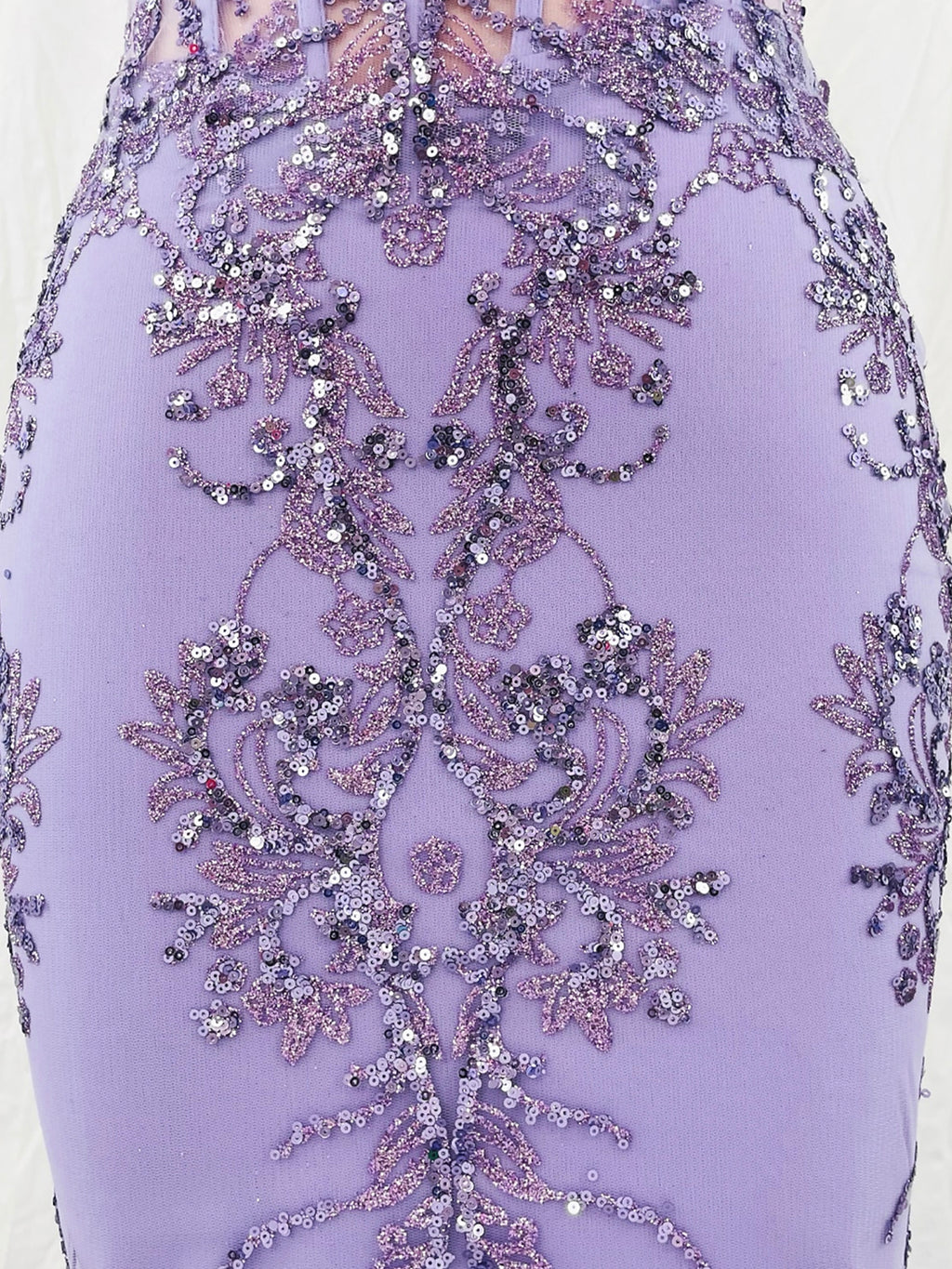 Sleeveless Mermaid Dress with Lace and Sequins