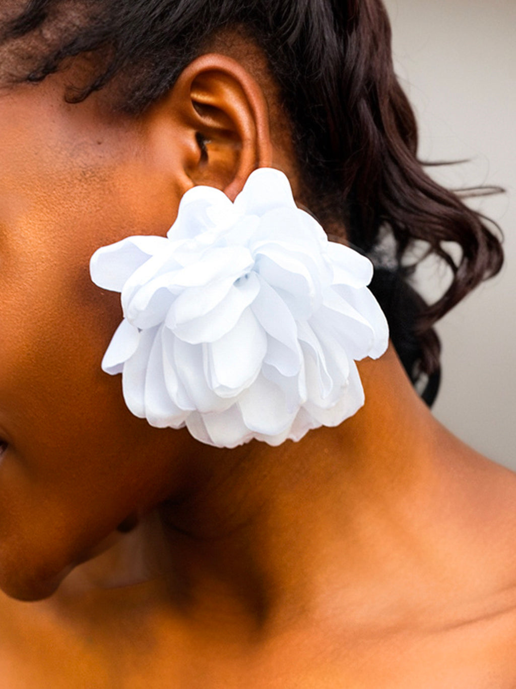 Burgundy 3D Floral Design Earrings