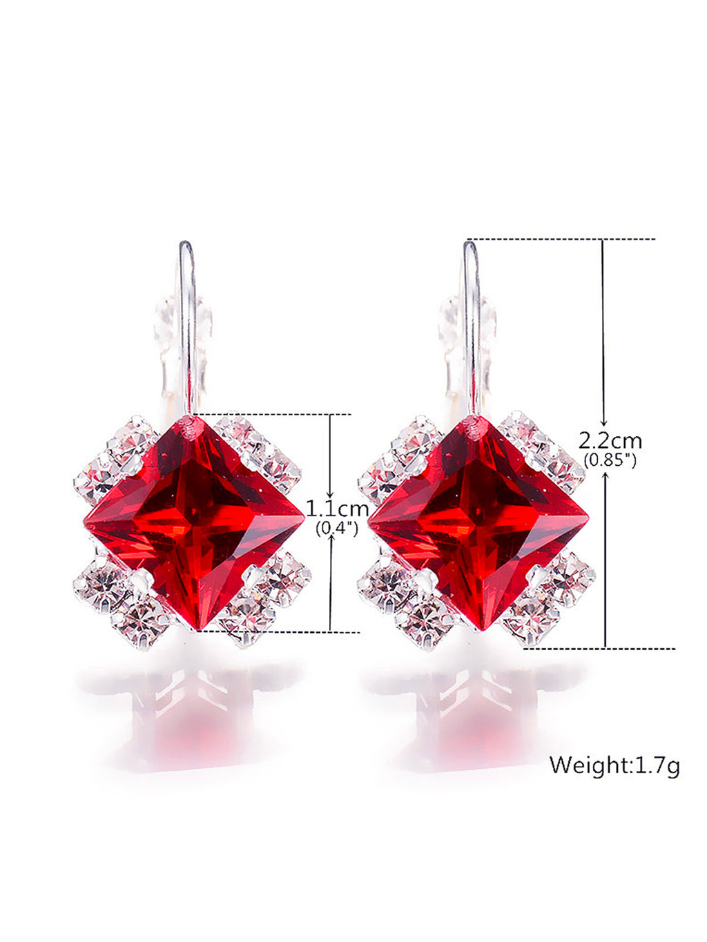 Pendientes rojos con diamantes de imitación y gemas